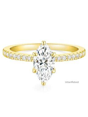 2CT Marquise Cut Cubic Zirconia Engagement Ring Wedding Band Promise Ring with